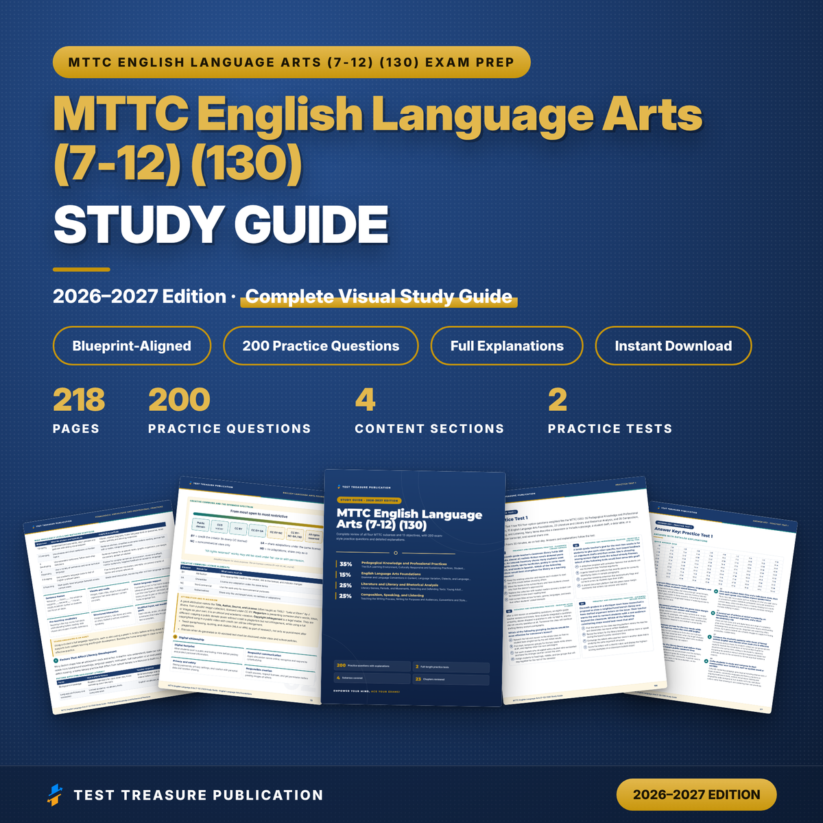 MTTC English Language Arts (7-12) (130) Study Guide 2026–2027 | Michigan ELA Teacher Certification Exam Prep + 2 Practice Tests