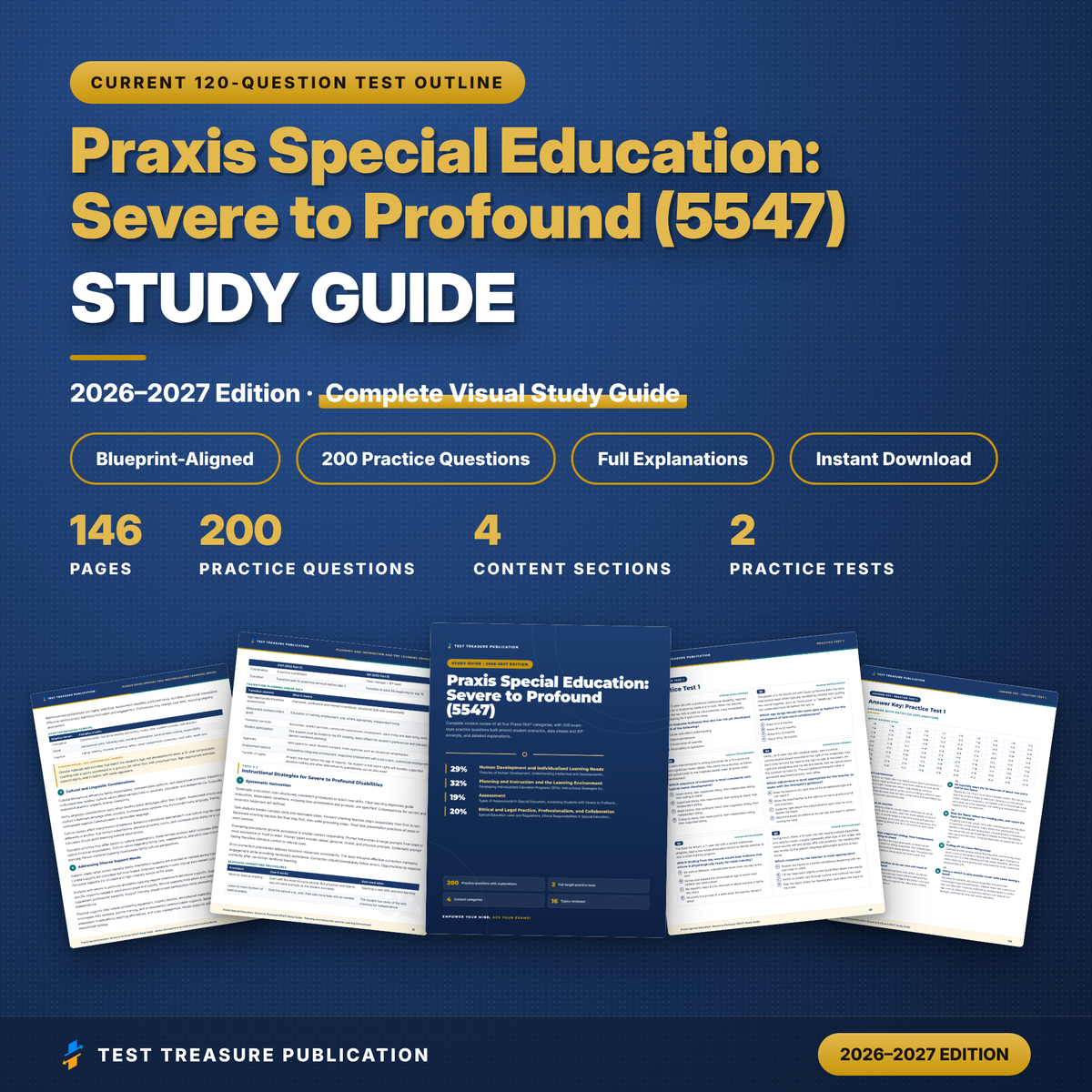Praxis Special Education Severe to Profound (5547) Study Guide 2026–2027 | SPED Teacher Certification Exam Prep + 200 Practice Questions
