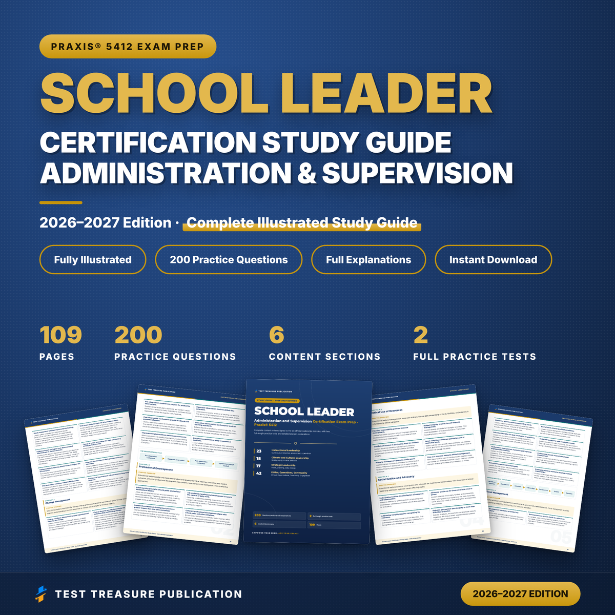 School Leader Certification Study Guide 2026-2027 | Administration and Supervision Exam Prep | 200 Practice Questions | Principal Test PDF