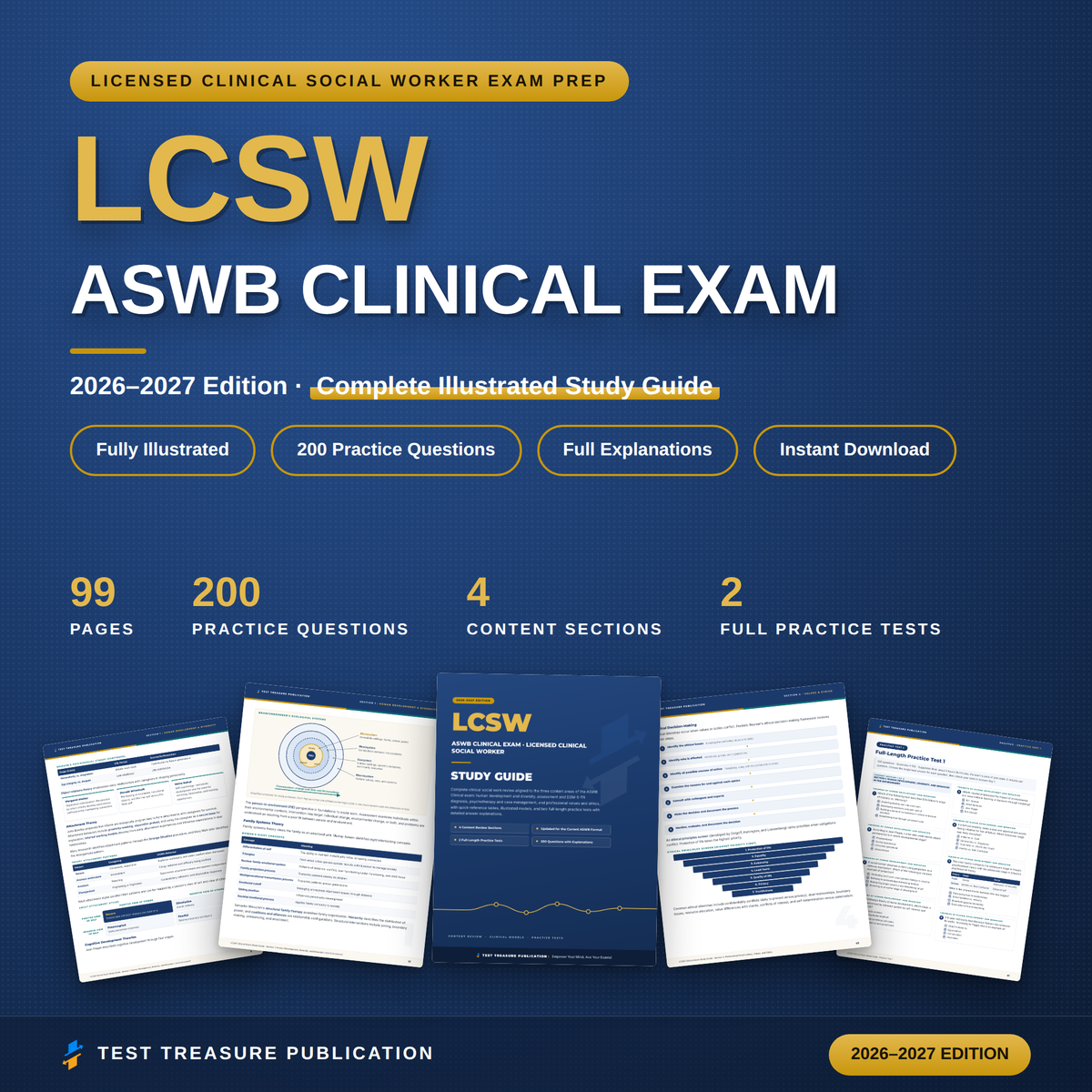 LCSW Clinical Exam Study Guide 2026–2027 — Redesigned Illustrated Edition | 200 Practice Questions