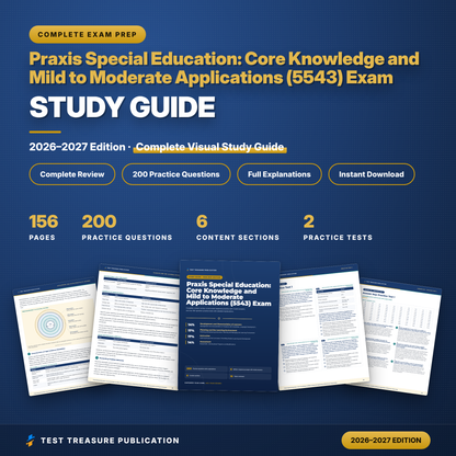 Praxis 5543 Special Education Study Guide 2026-2027, Core Knowledge and Mild to Moderate Applications, 200 Practice Questions, PDF