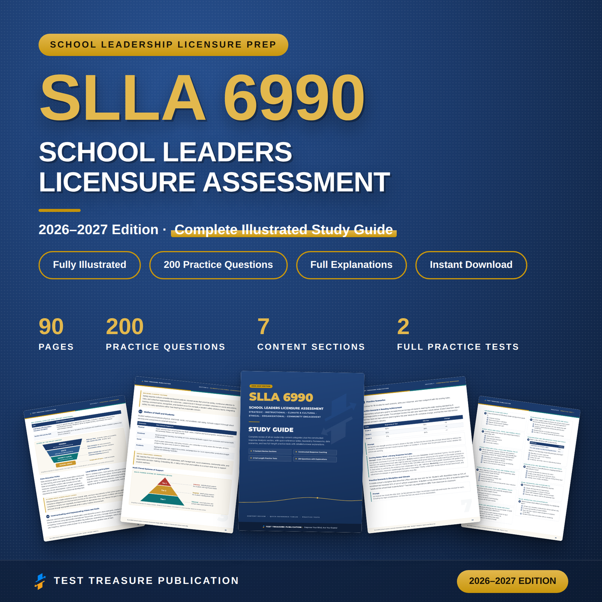 SLLA 6990 School Leaders Licensure Assessment Study Guide 2026–2027 — Redesigned Illustrated Edition | 200 Practice Questions