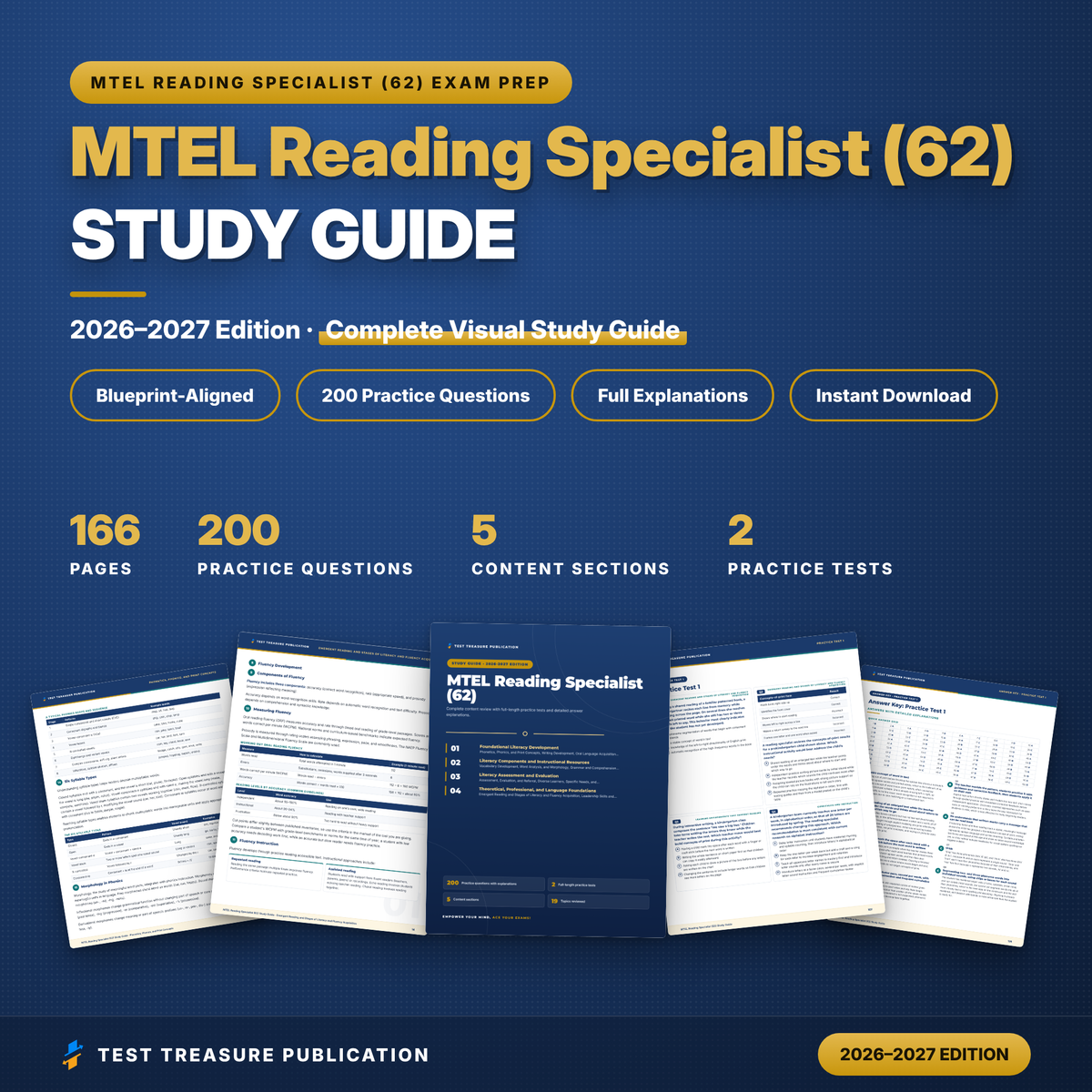 MTEL Reading Specialist (62) Study Guide 2026–2027 | Massachusetts Reading Specialist Exam Prep + 2 Practice Tests