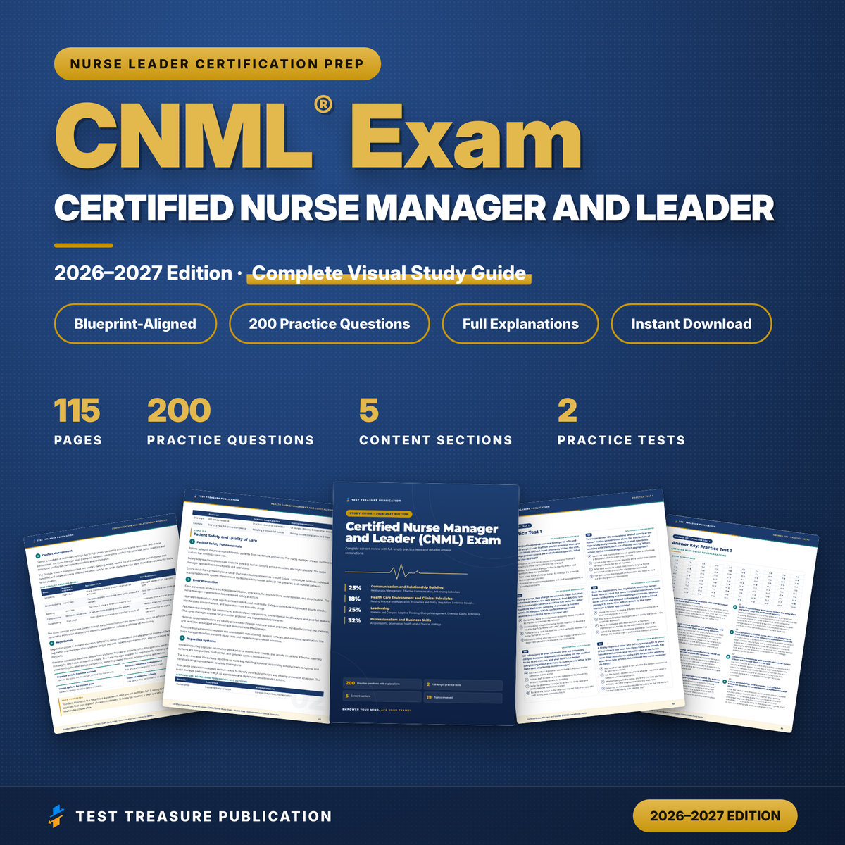 CNML Exam Study Guide 2026–2027 | Certified Nurse Manager and Leader Prep, Illustrated, 200 Practice Questions (PDF)