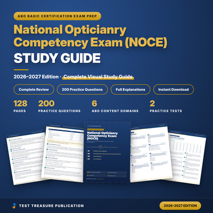 NOCE Study Guide 2026-2027, National Opticianry Competency Exam Prep, ABO Optician Certification Test, 200 Practice Questions PDF