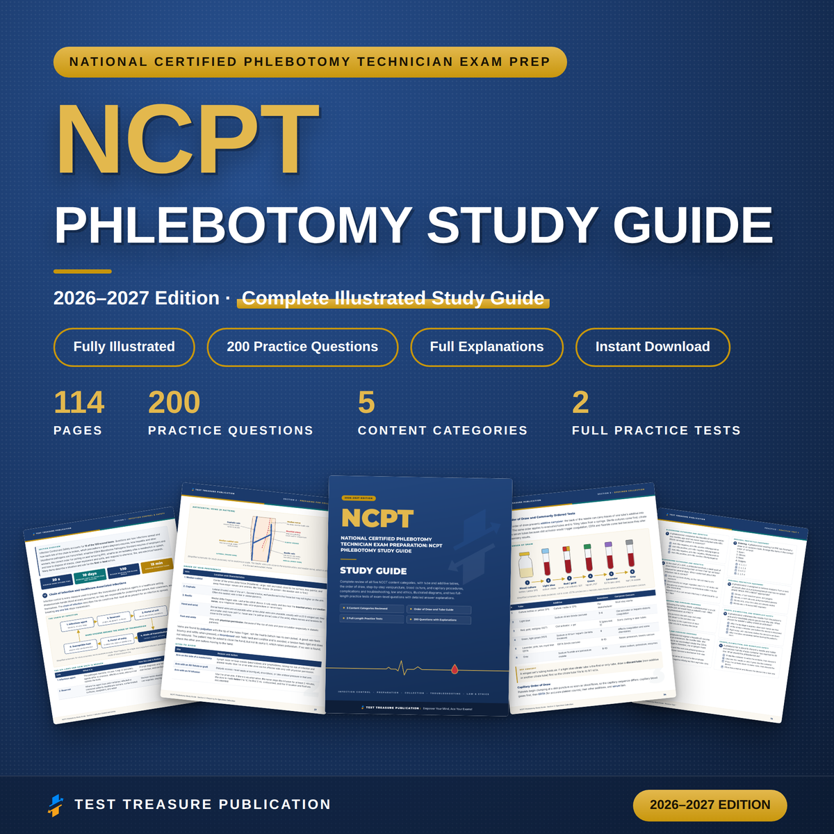 NCPT Phlebotomy Study Guide 2026–2027 | NCCT Exam Prep & 200 Practice Questions