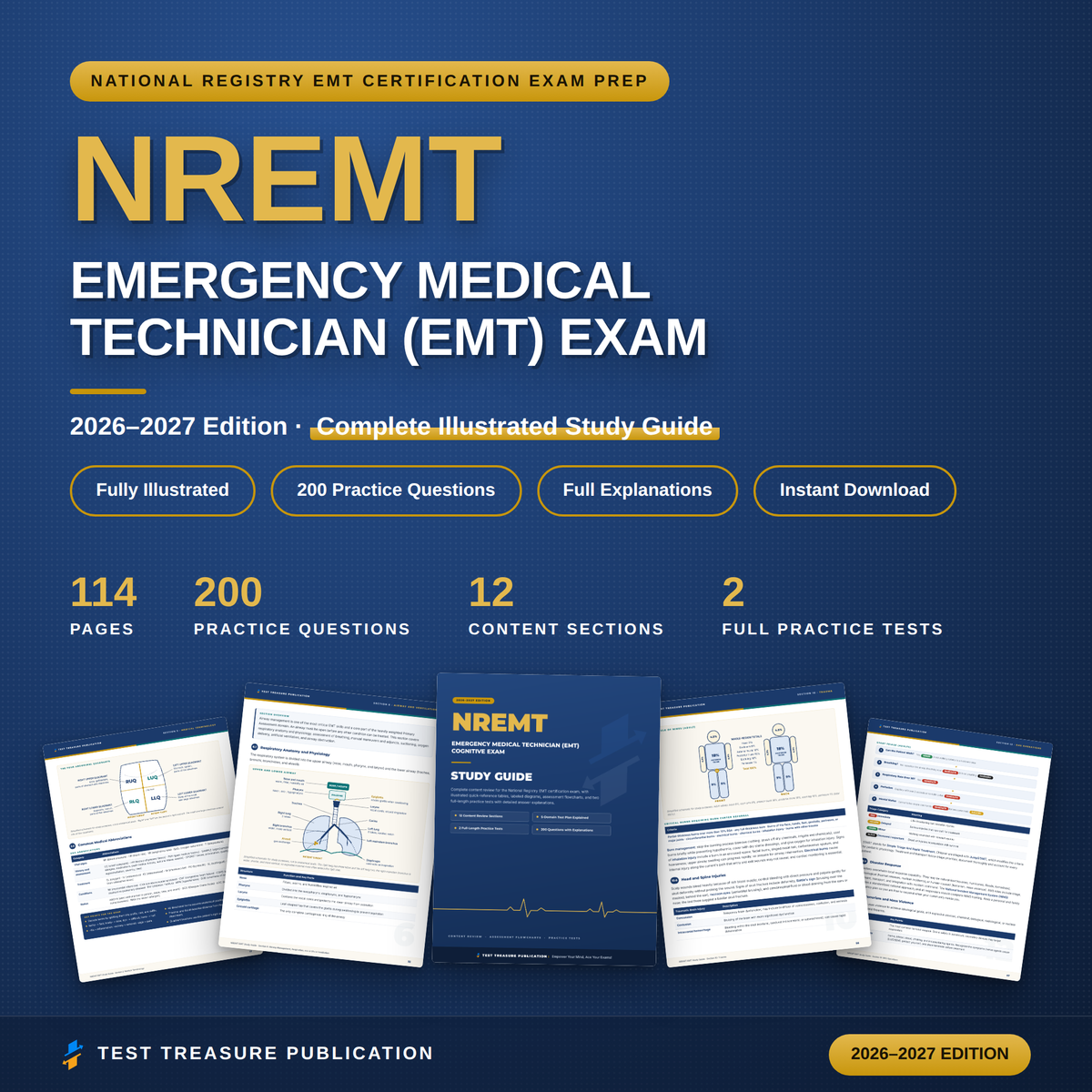 EMT Study Guide for the National Registry EMT Exam 2026–2027 — Redesigned Illustrated Edition | 200 Practice Questions