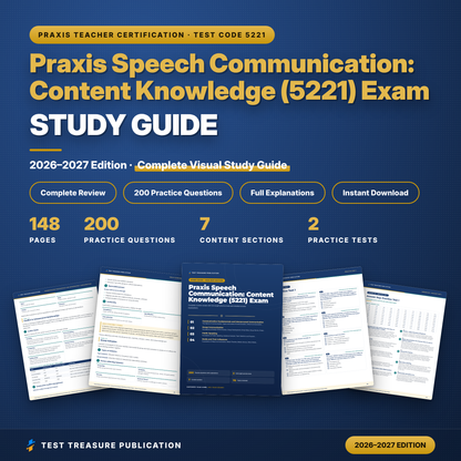 Praxis Speech Communication 5221 Study Guide 2026–2027 | Speech Teacher Certification Exam Prep | 200 Practice Questions | Printable PDF