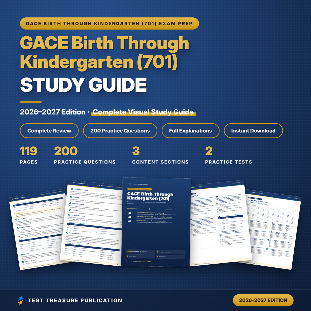 GACE Birth Through Kindergarten 701 Study Guide 2026–2027 | Georgia B-K Teacher Test Prep | 200 Practice Questions PDF