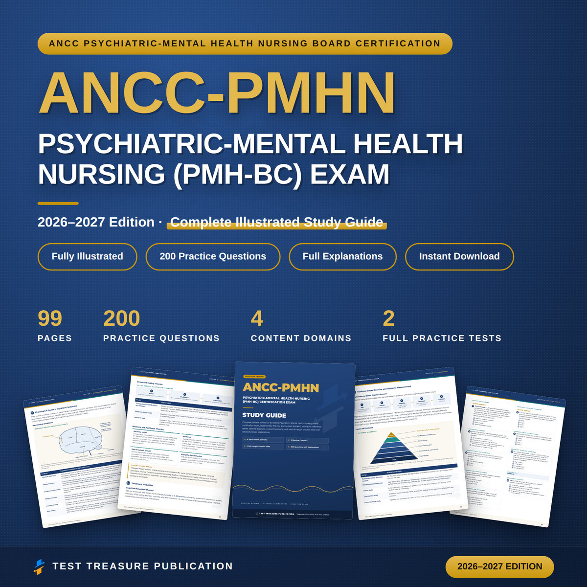 Psychiatric Mental Health Nursing Study Guide for the ANCC PMH-BC Exam 2026–2027 — Redesigned Illustrated Edition | 200 Practice Questions