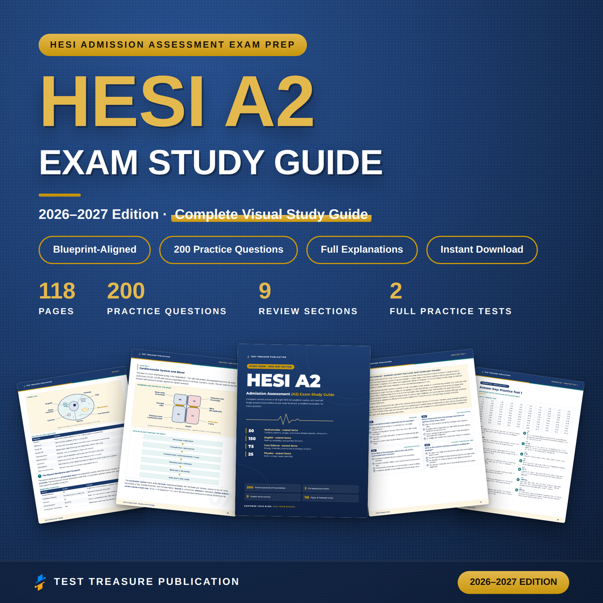 HESI A2 Study Guide 2026–2027 — Redesigned Illustrated Edition | 200 Practice Questions