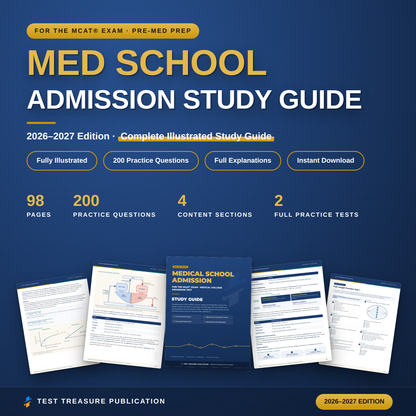 Medical School Admission Study Guide for the MCAT Exam 2026-2027 | Pre-Med Test Prep Workbook | 200 Practice Questions PDF