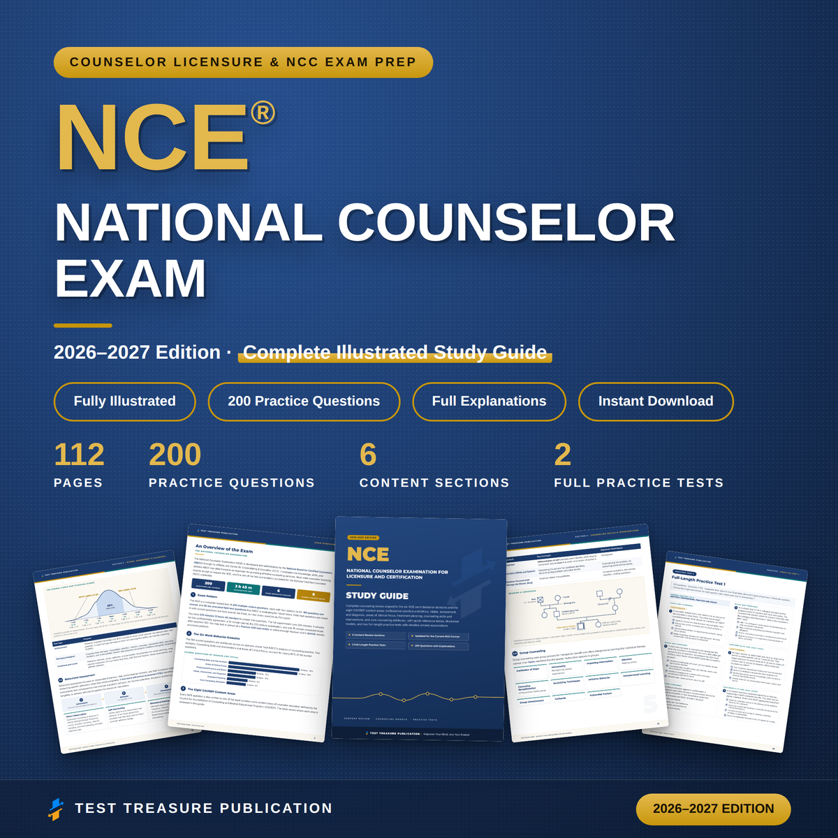 NCE Study Guide 2026–2027 — Redesigned Illustrated Edition | 200 Practice Questions