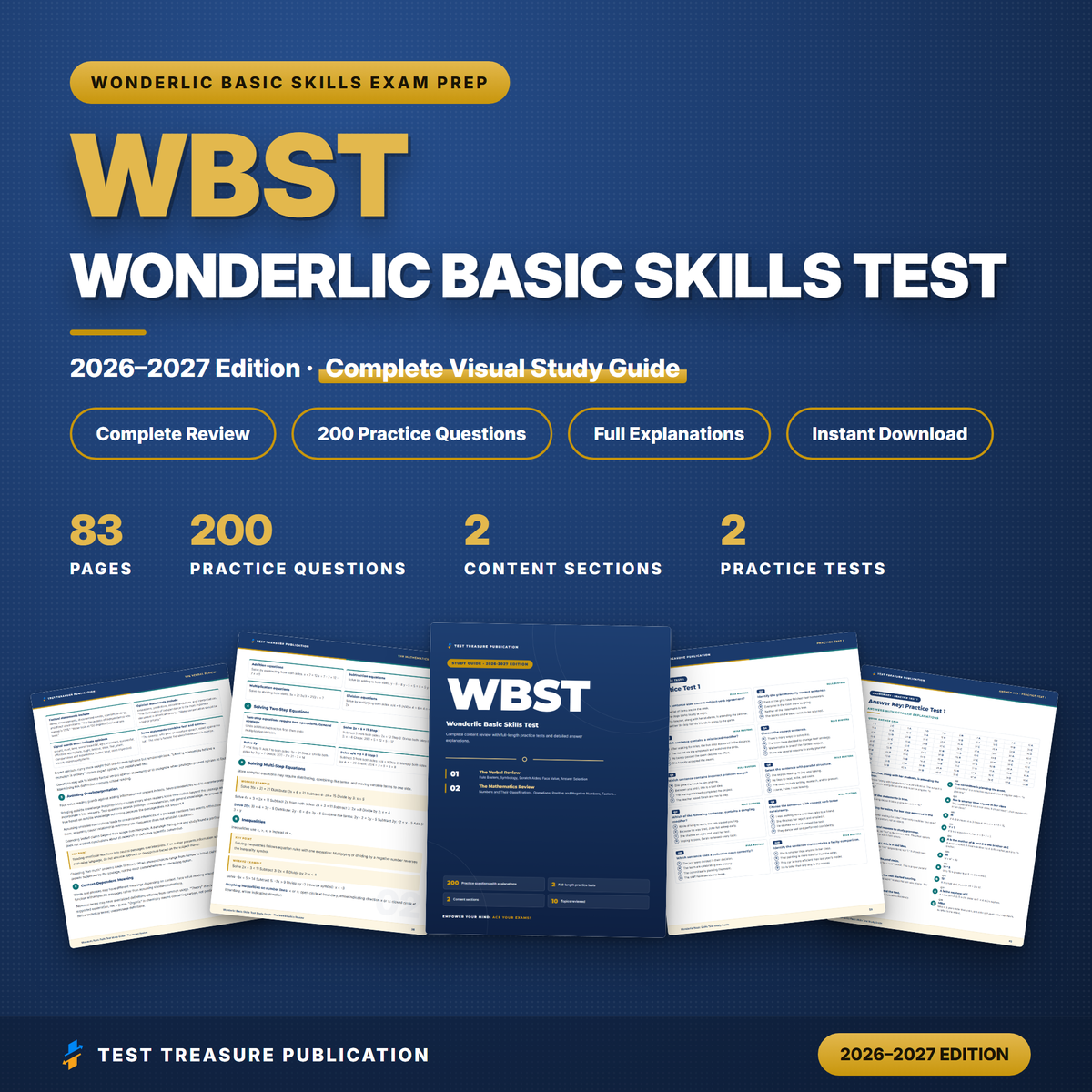 Wonderlic Basic Skills Test WBST Study Guide 2026–2027 | 200 Practice Questions