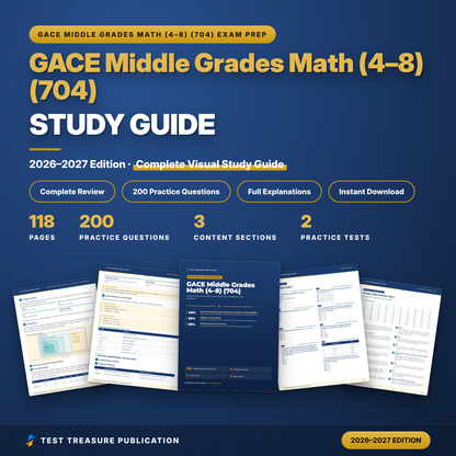 GACE Middle Grades Math 704 Study Guide 2026–2027 | GACE 4-8 Math Test Prep | Georgia Teacher Exam | 200 Practice Questions PDF