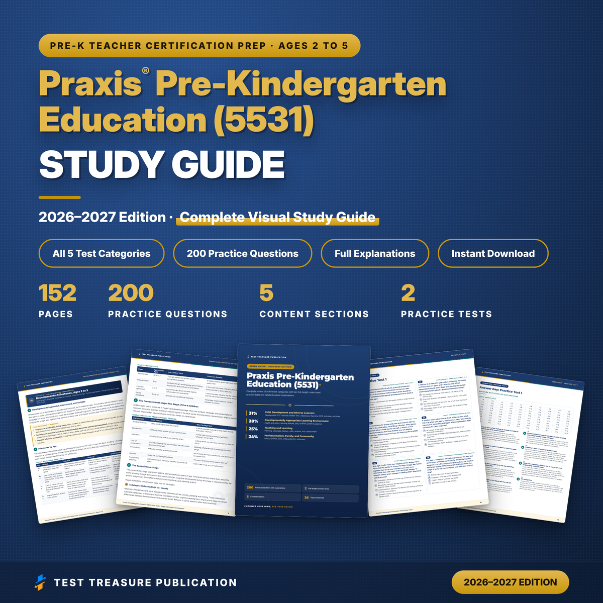 Praxis Pre-Kindergarten Education (5531) Study Guide 2026–2027 | Pre-K Teacher Certification Exam Prep + Practice Tests