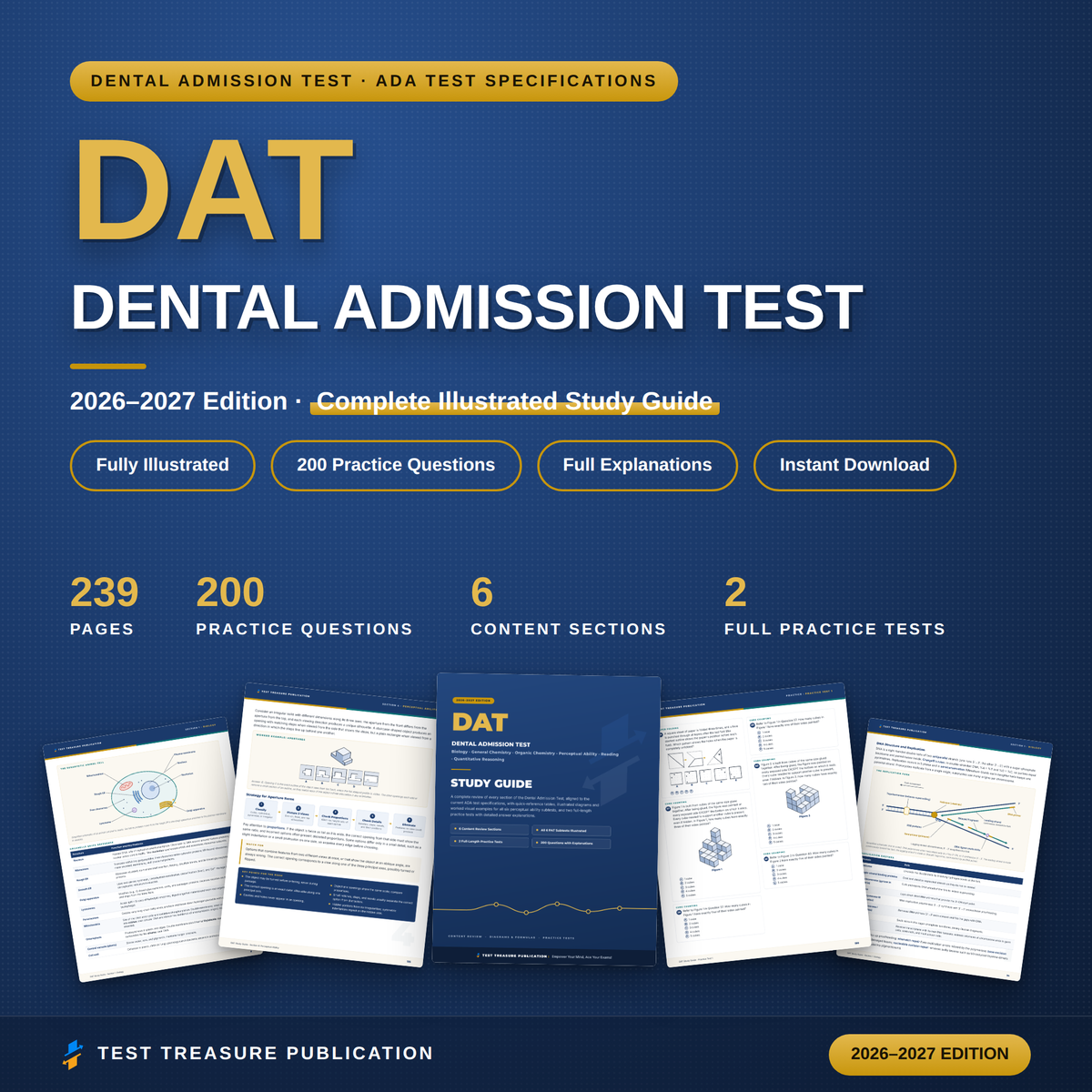 DAT Study Guide 2026–2027 — Redesigned Illustrated Edition | 200 Practice Questions