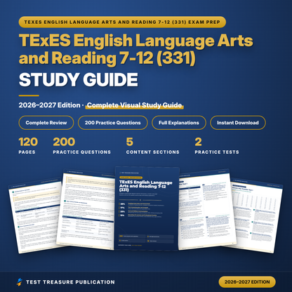 TExES English Language Arts and Reading 7-12 (331) Study Guide 2026–2027 | ELAR 7-12 Test Prep | 200 Practice Questions PDF