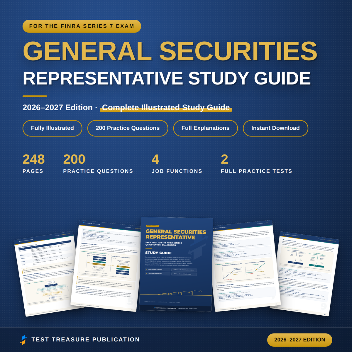General Securities Representative Study Guide 2026-2027 for the Series 7 Exam, Stockbroker License Prep, 200 Practice Questions, PDF