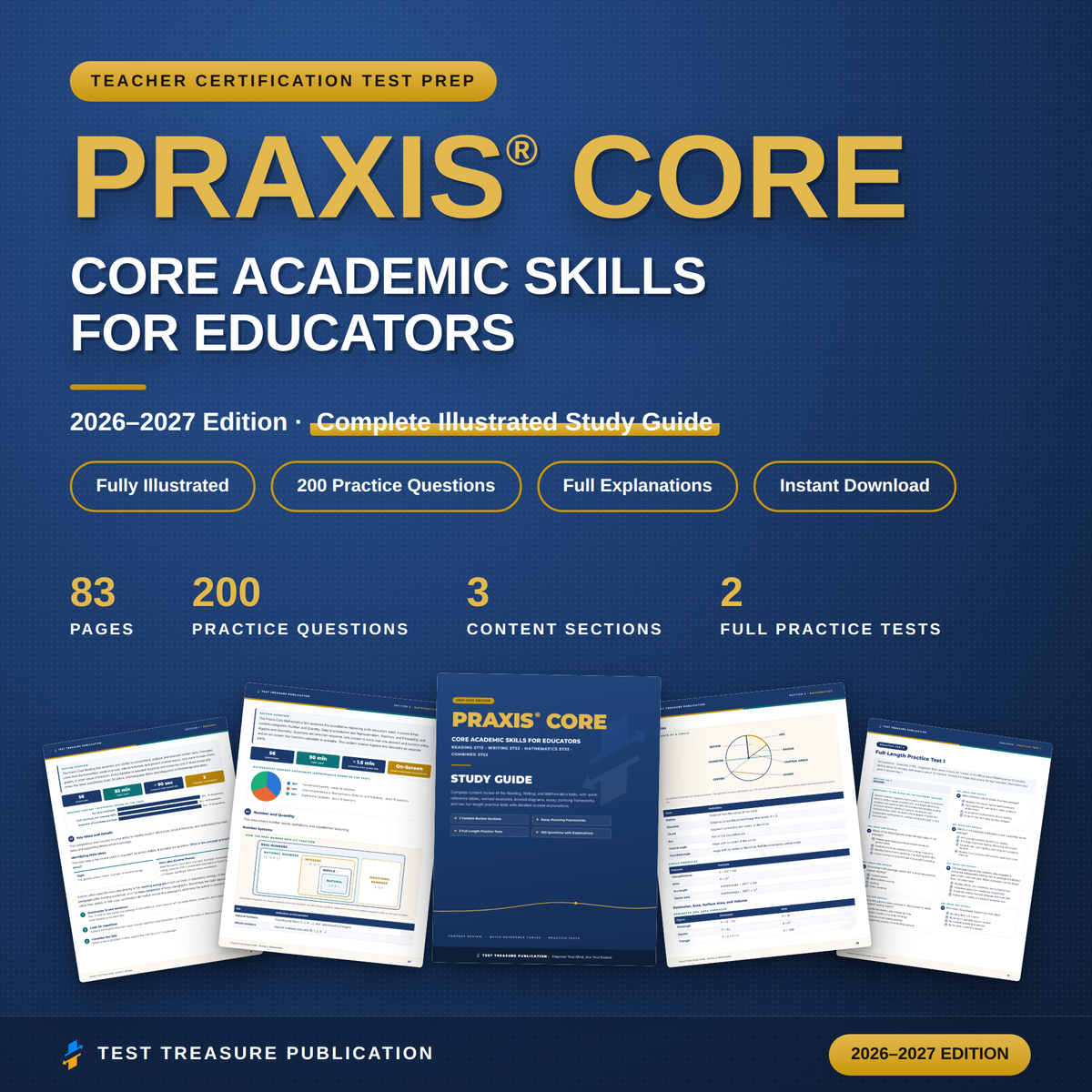 Praxis Core Study Guide 2026–2027 — Redesigned Illustrated Edition | 200 Practice Questions
