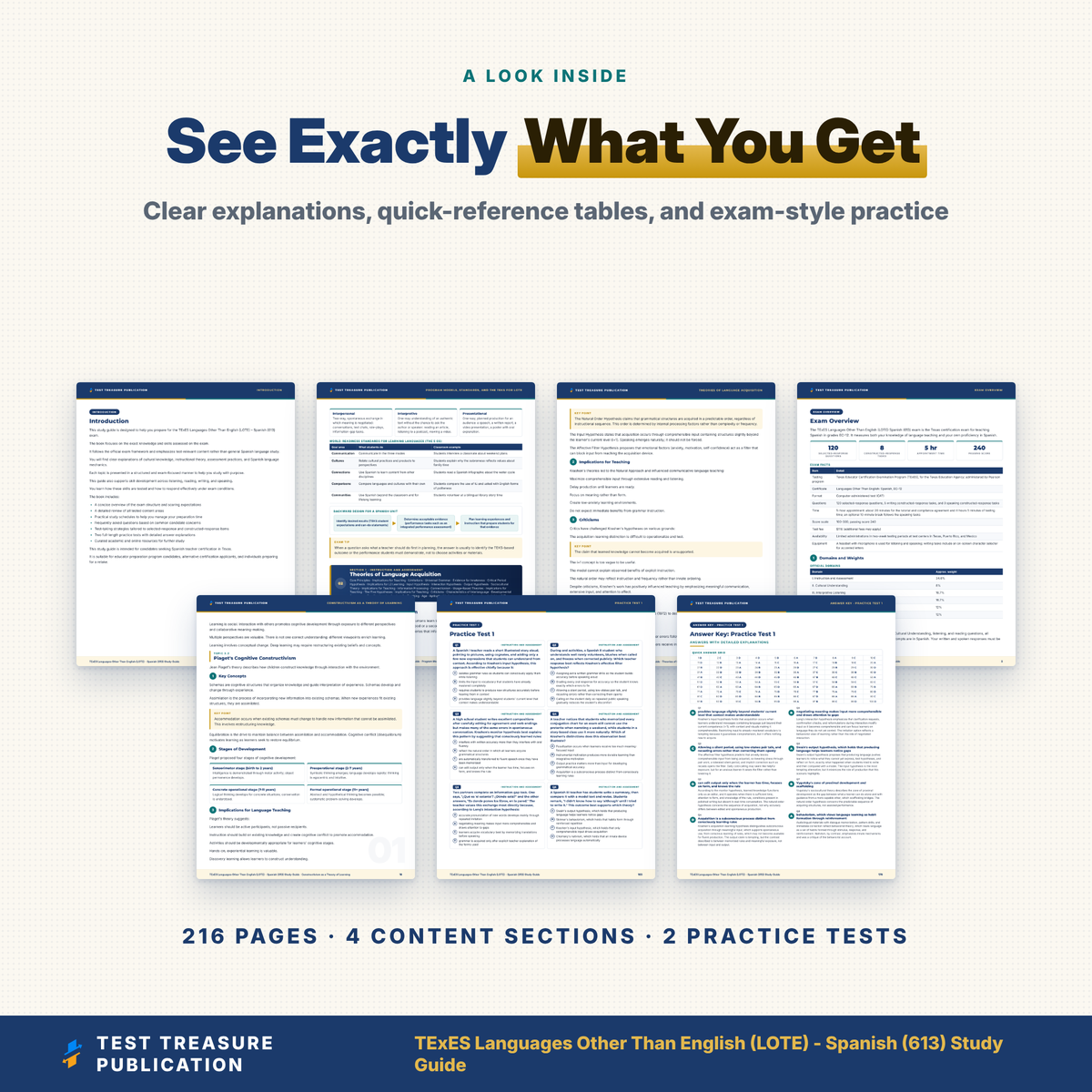 TExES LOTE Spanish 613 Study Guide 2026-2027 | Texas Spanish EC-12 Teacher Certification Prep + 2 Practice Tests | Printable PDF