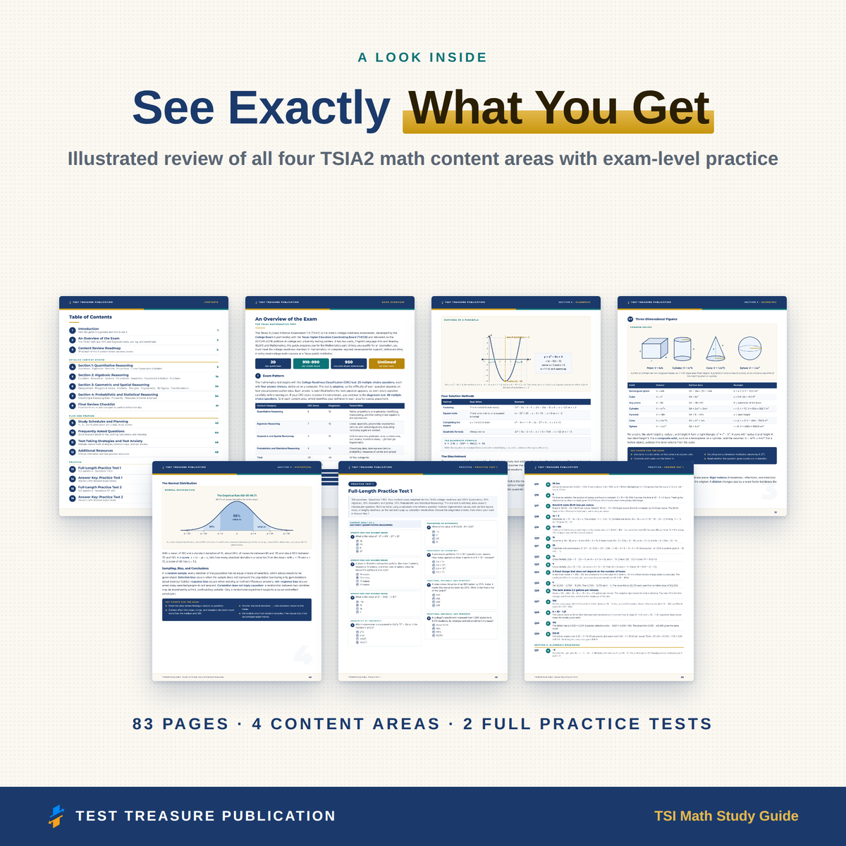 TSI Math Study Guide 2026–2027 — Redesigned Illustrated Edition | 200 Practice Questions