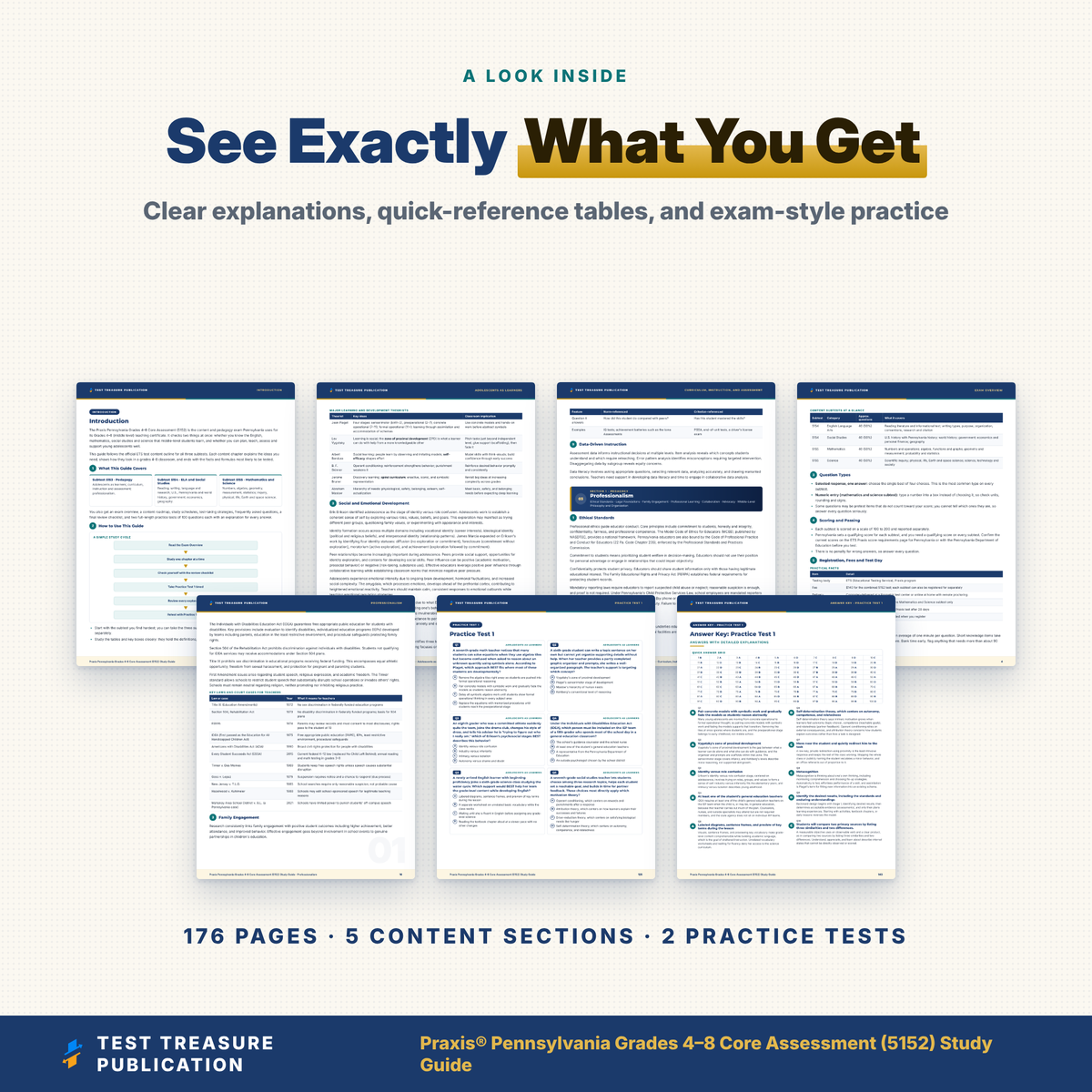 Praxis Pennsylvania Grades 4-8 Core Assessment 5152 Study Guide 2026-2027 | PA Middle Level Teacher Certification Prep + 2 Practice Tests