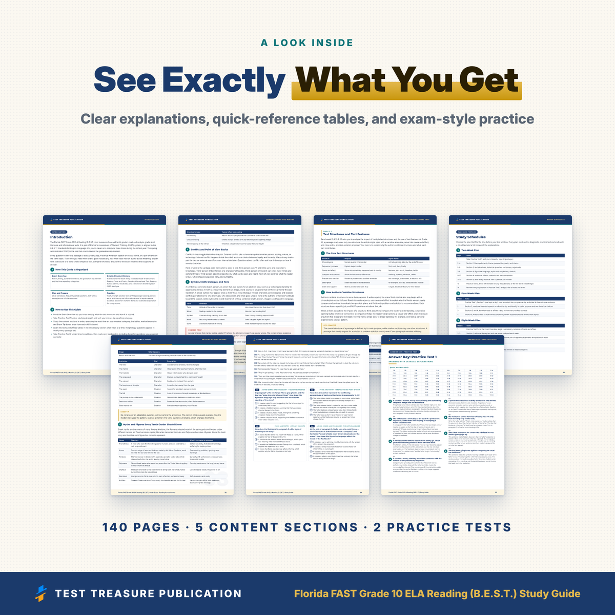 Florida FAST Grade 10 ELA Reading Study Guide 2026-2027 | B.E.S.T. 10th Grade Reading Test Prep + 2 Practice Tests
