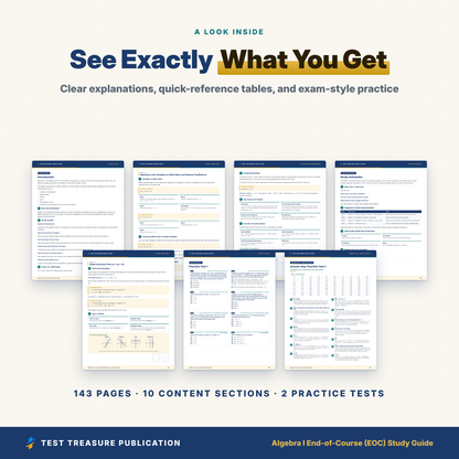 Algebra 1 EOC Study Guide 2026–2027 | Algebra I End-of-Course Exam Prep + 200 Practice Questions (Printable PDF)