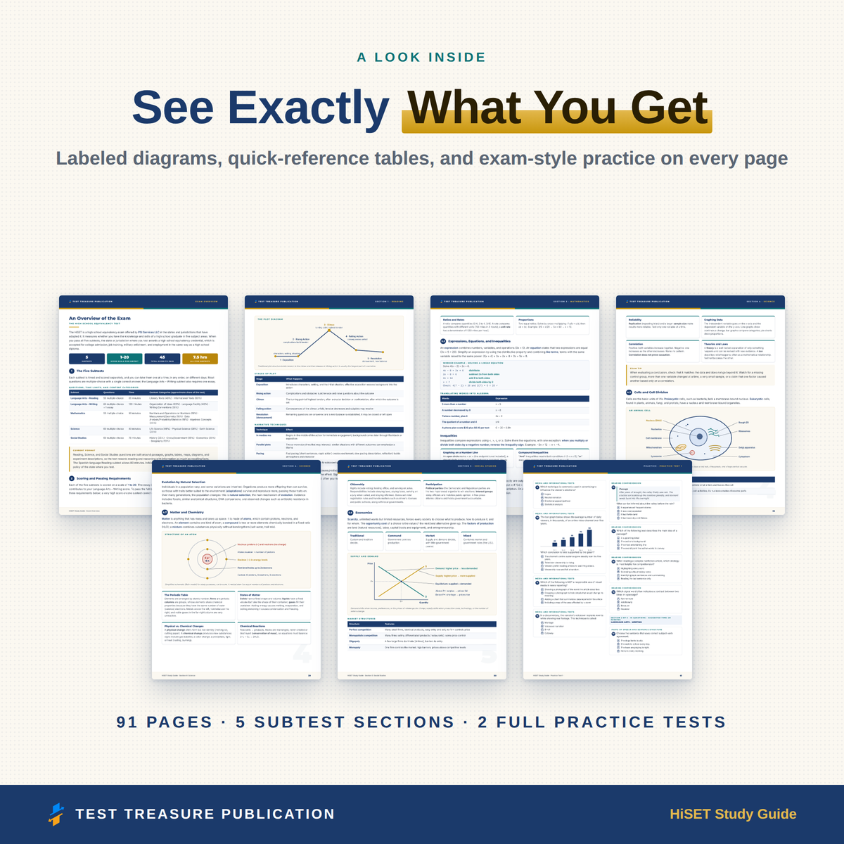 HiSET Study Guide 2026–2027 — Redesigned Illustrated Edition | 200 Practice Questions