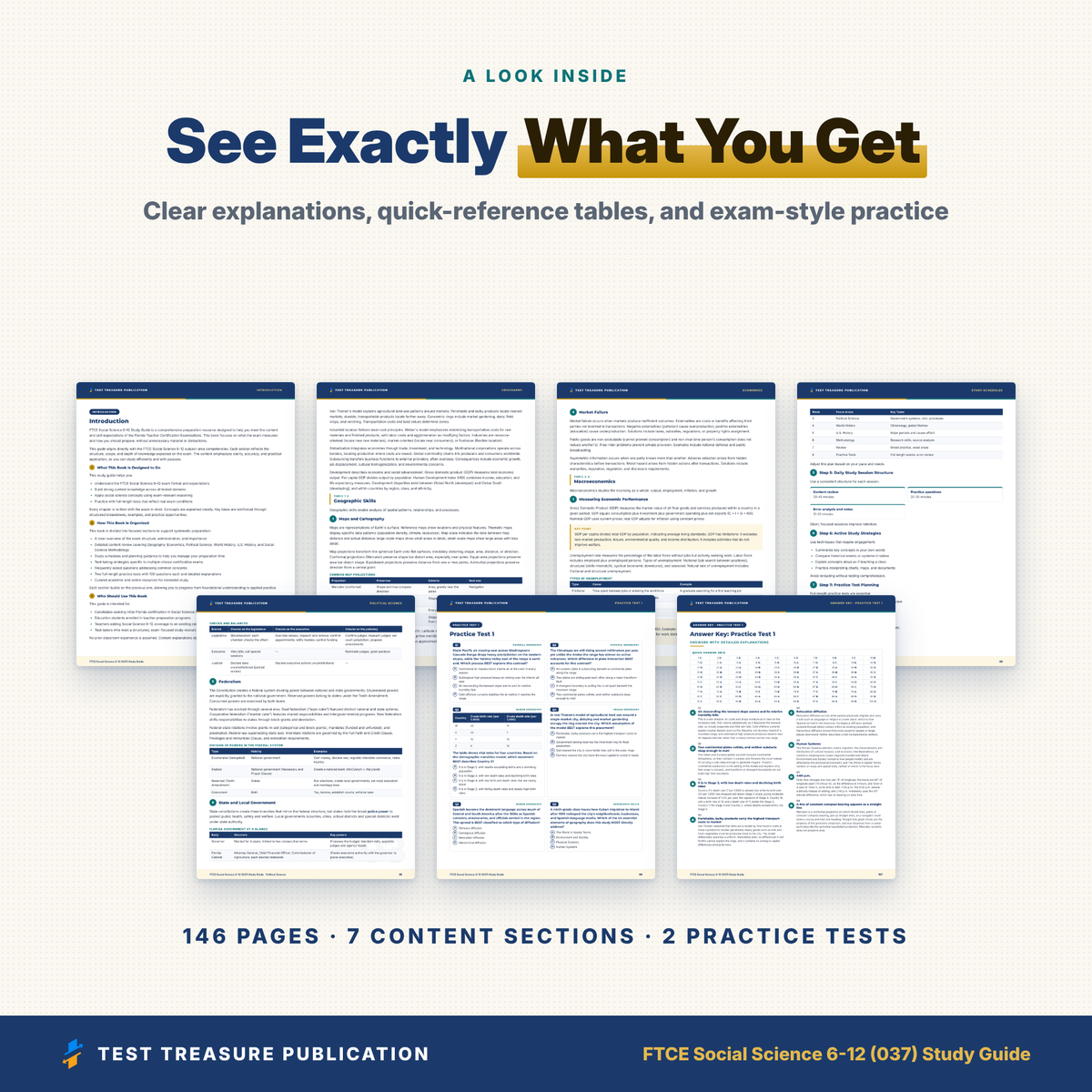 FTCE Social Science 6-12 (037) Study Guide 2026–2027 | Florida Social Studies Teacher Certification Exam Prep, 200 Practice Questions (PDF)