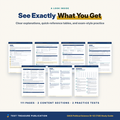GACE Political Science 738 Study Guide 2026–2027 | GACE 6-12 Civics Test Prep | Georgia Teacher Exam | 200 Practice Questions PDF