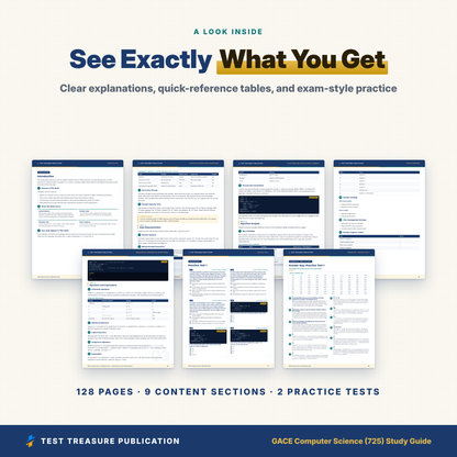 GACE Computer Science 725 Study Guide 2026–2027 | Georgia CS Teacher Exam Prep | 200 Practice Questions | Printable PDF