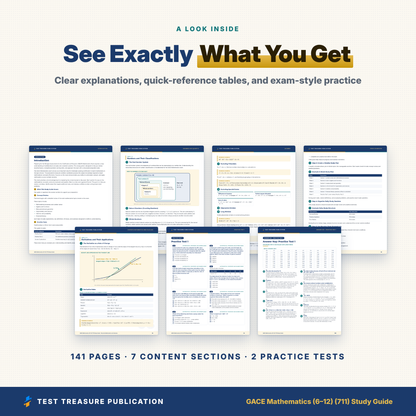 GACE Mathematics 711 Study Guide 2026–2027 | GACE Math 6-12 Test Prep | Georgia Teacher Exam | 200 Practice Questions PDF