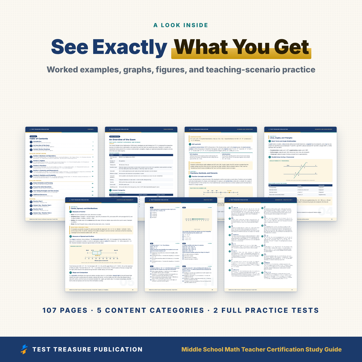 Middle School Math Teacher Certification Study Guide 2026-2027 for the Praxis 5164 Exam, 200 Practice Questions, Printable PDF