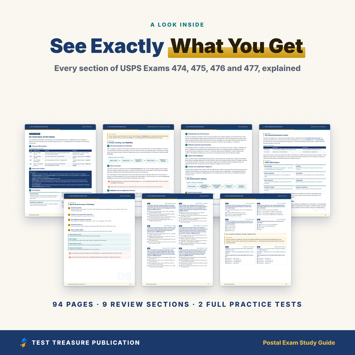Postal Exam Study Guide 2026–2027 | USPS 474–477 Prep & 200 Practice Questions