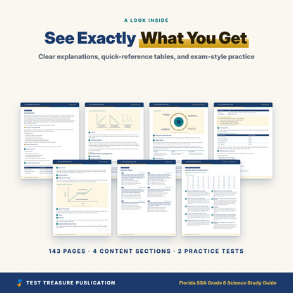 Florida SSA Grade 8 Science Study Guide 2026-2027, 200 Practice Questions, 8th Grade Statewide Science Assessment Test Prep PDF