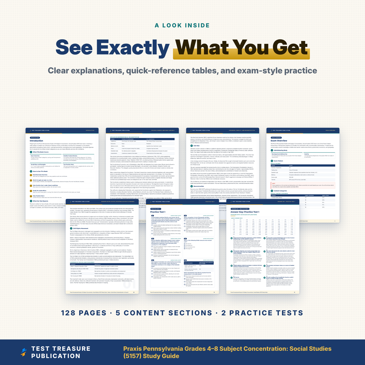 Praxis 5157 Pennsylvania Grades 4-8 Social Studies Study Guide 2026–2027 | PA Middle Level Teacher Certification Prep + Practice Tests
