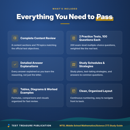 MTEL Middle School Mathematics/Science (77) Study Guide 2026–2027 | Teacher Licensure Review + 200 Practice Questions | PDF