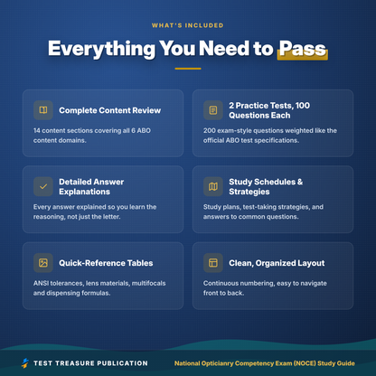 NOCE Study Guide 2026-2027, National Opticianry Competency Exam Prep, ABO Optician Certification Test, 200 Practice Questions PDF