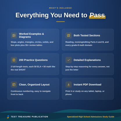Specialized High School Admissions Study Guide 2026-2027, NYC 8th Grade Entrance Exam Prep, Adaptive Test, 200 Questions, Printable PDF