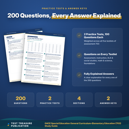 GACE Special Education General Curriculum Elementary Education 703 Study Guide 2026–2027 | GACE Special Ed P-5 Test Prep | 200 Practice Questions PDF