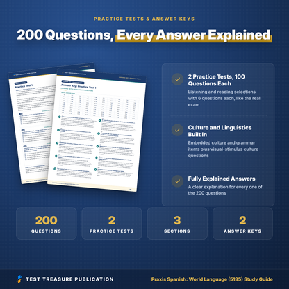Praxis Spanish (5195) Study Guide 2026–2027 | Spanish Teacher Certification Exam Prep + Practice Tests