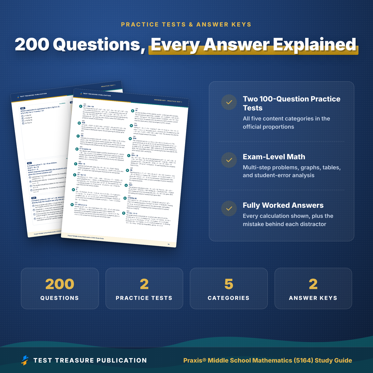 Praxis Middle School Math 5164 Study Guide 2026–2027 | 200 Practice Questions