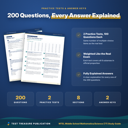 MTEL Middle School Mathematics/Science (77) Study Guide 2026–2027 | Teacher Licensure Review + 200 Practice Questions | PDF