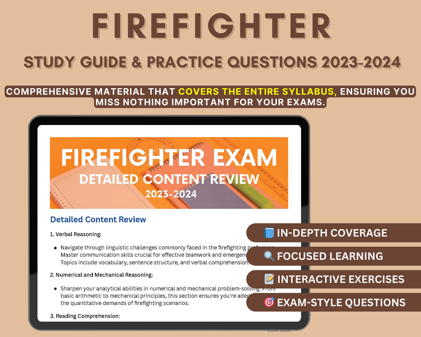 Firefighter Exam Study Guide 2023-2024: In-Depth Content Review, Practice Tests & Exam Tips for Aspiring Firefighters!
