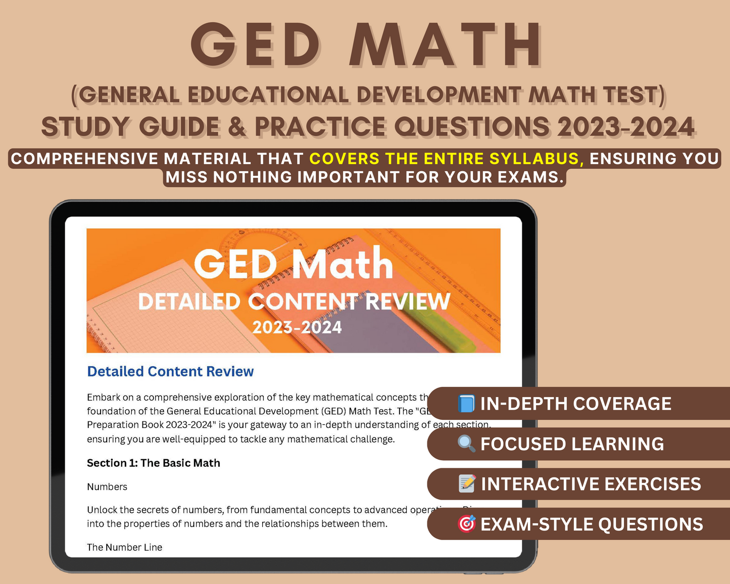 GED Math Prep Study Guide 2023-2024: In-Depth Content Review, Practice Tests & Exam Strategies for GED Aspirants!