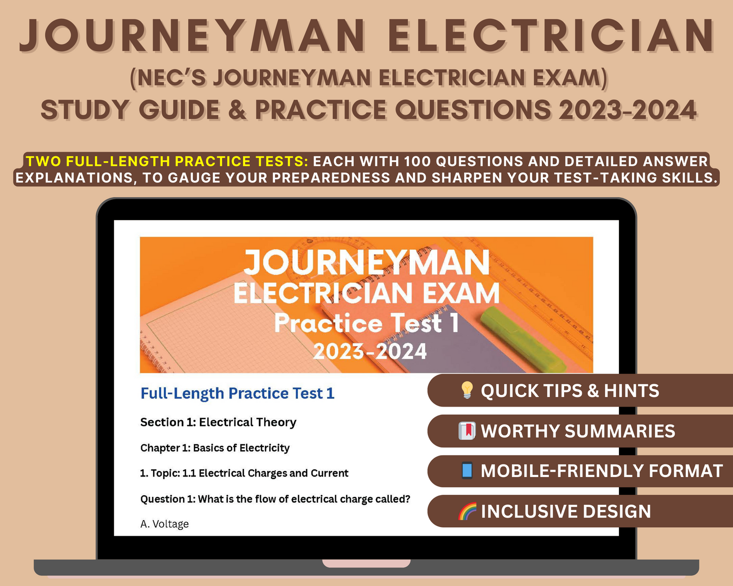 Journeyman Electrician Exam Prep 2023-24: In-Depth Content Review, Practice Tests & Exam Tips for Aspiring Electricians!