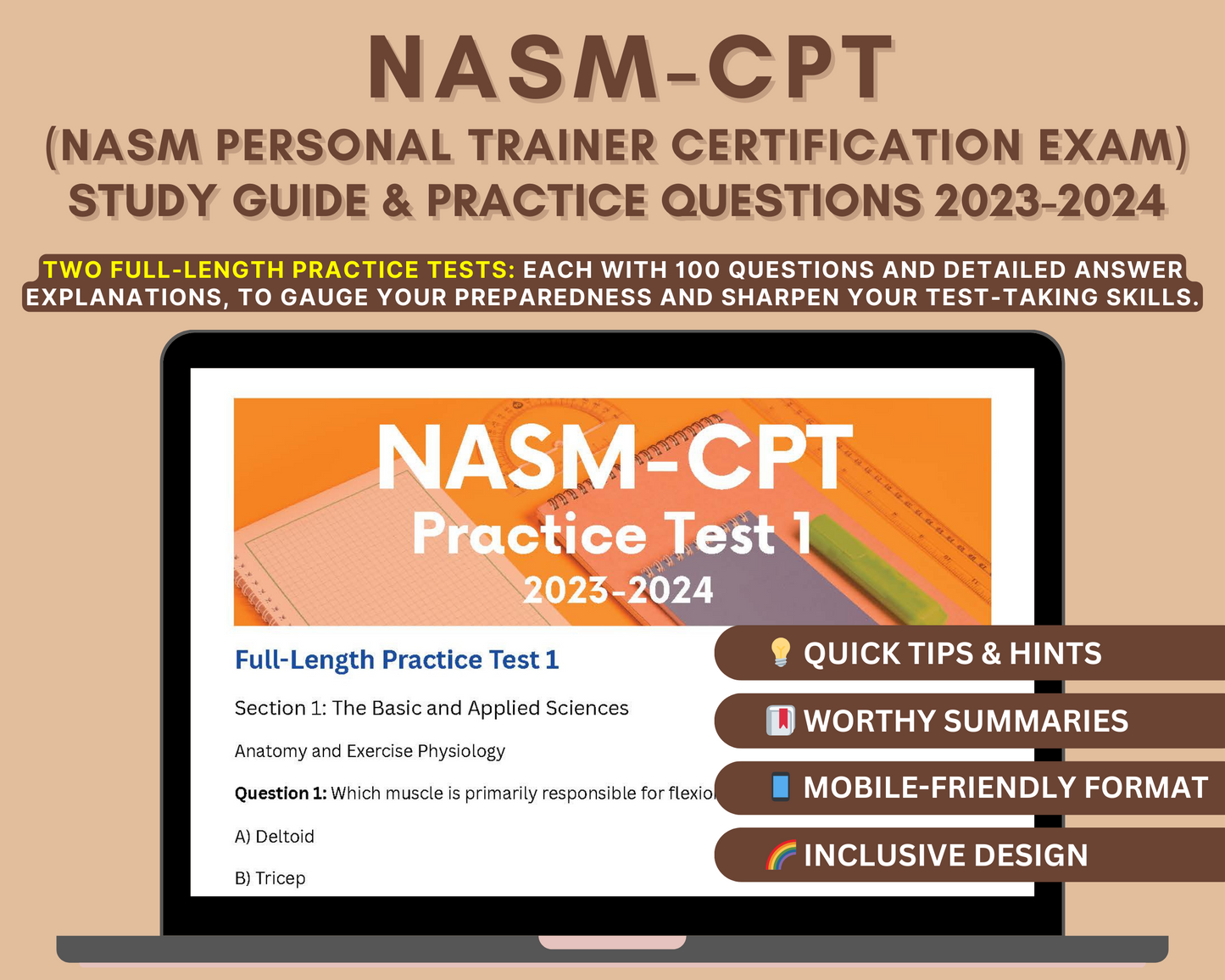 NASM CPT Study Guide 2023-2024: Personal Trainer Certification Exam Prep In-Depth Review, Practice Tests & Exam Tips