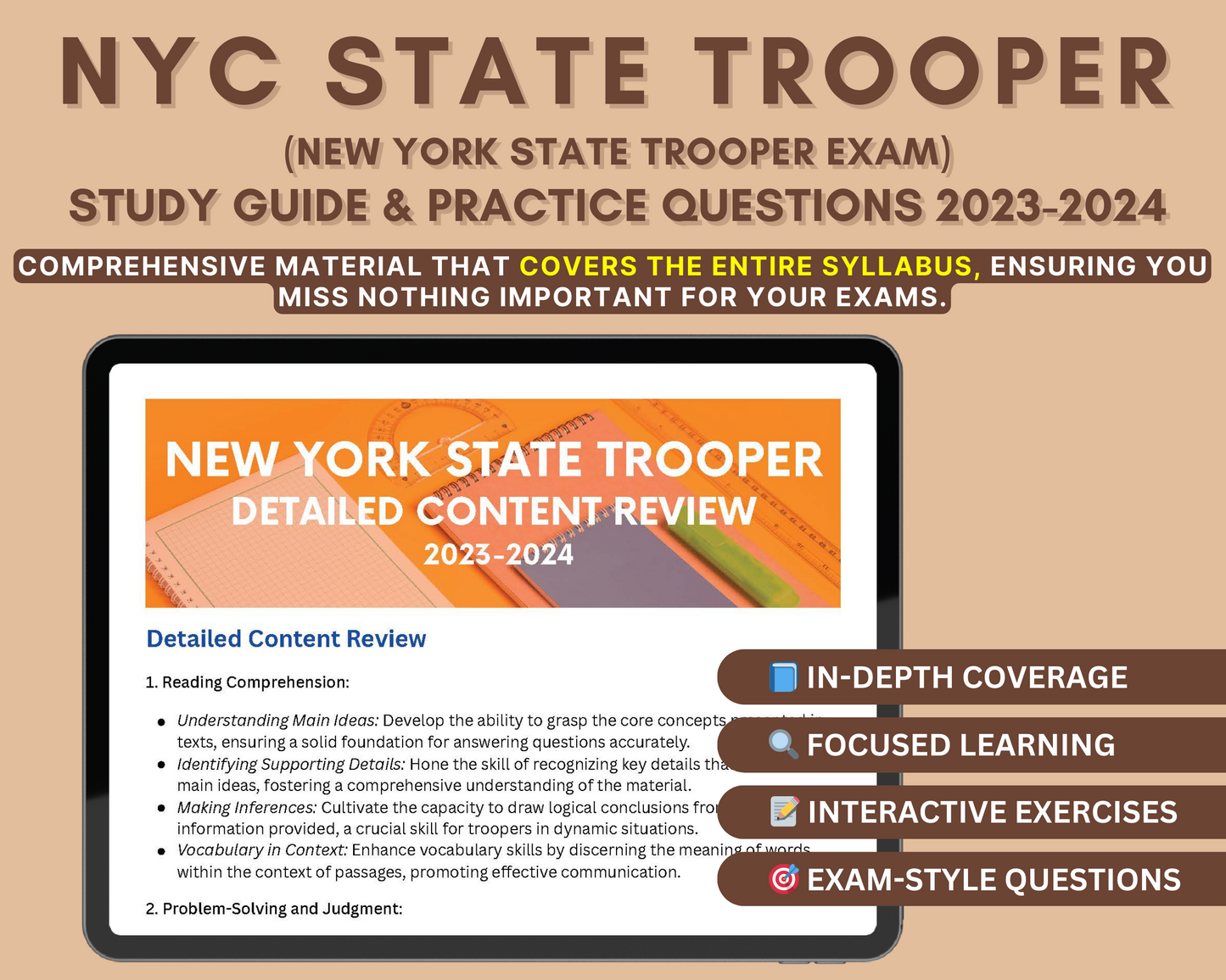 New York State Trooper Exam Prep 2023-2024: In-Depth Content Review, Practice Tests for Aspiring State Troopers